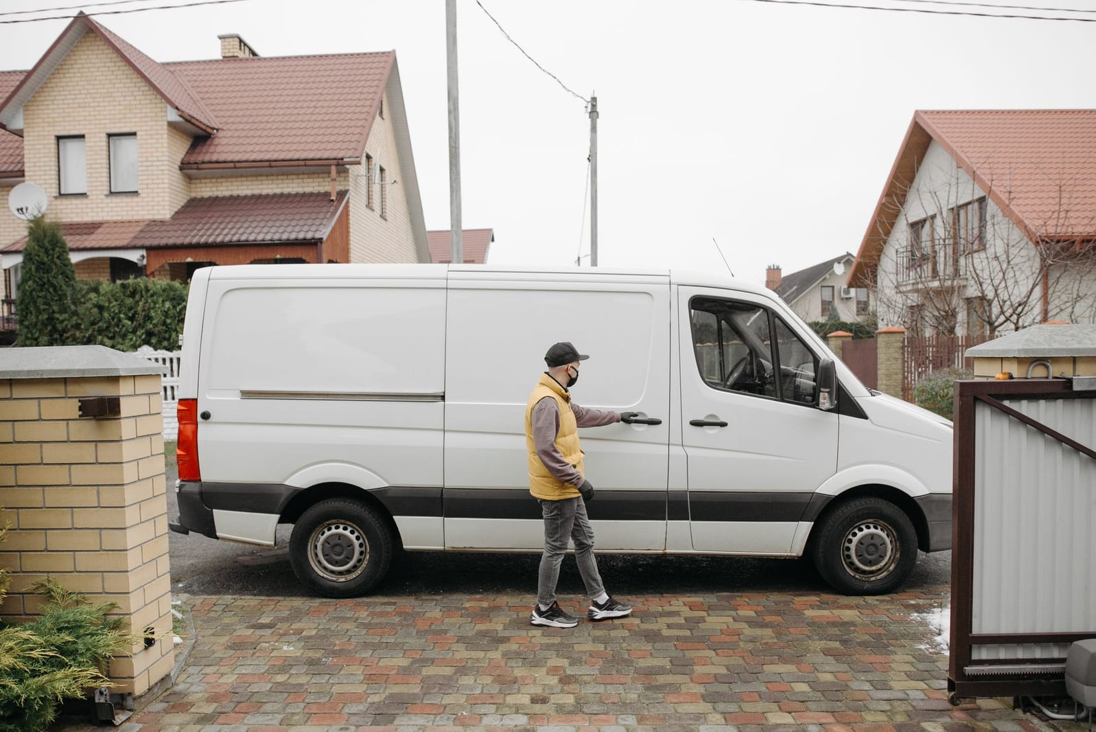A clean service van arriving at a New York property